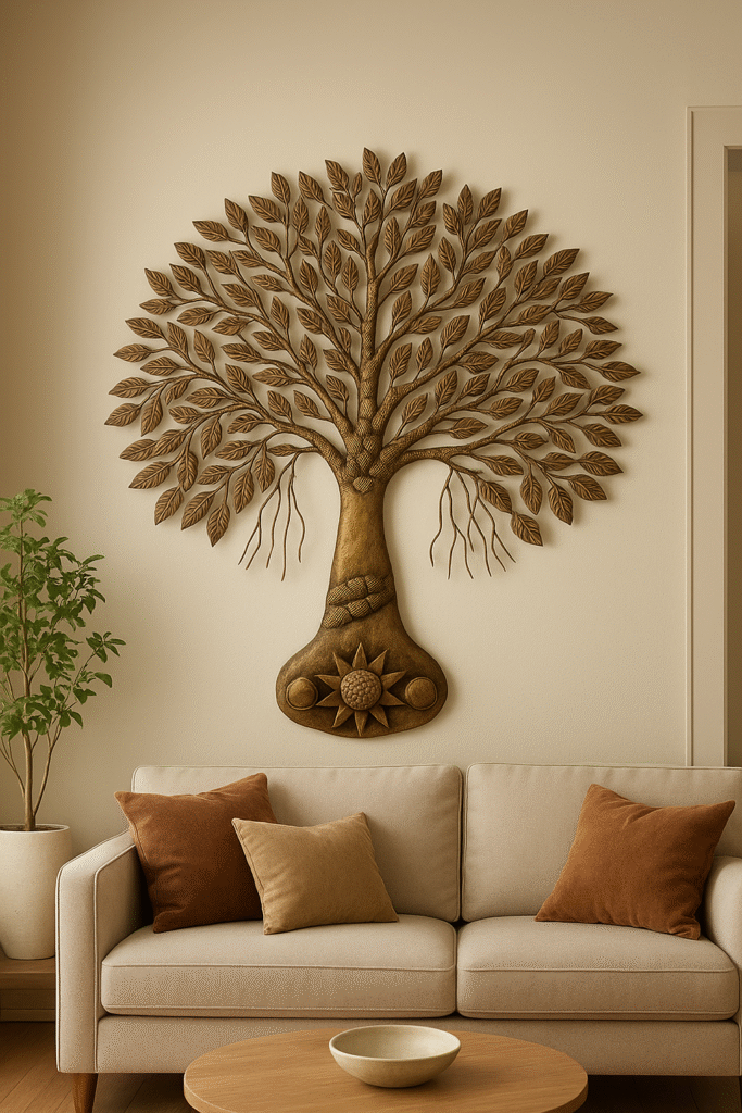 Golden Tree Wall Art – Elegant Metal Wall Decor for Modern Homes