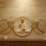 Golden Buddha & Peacocks – Handcrafted Spiritual Wall Décor