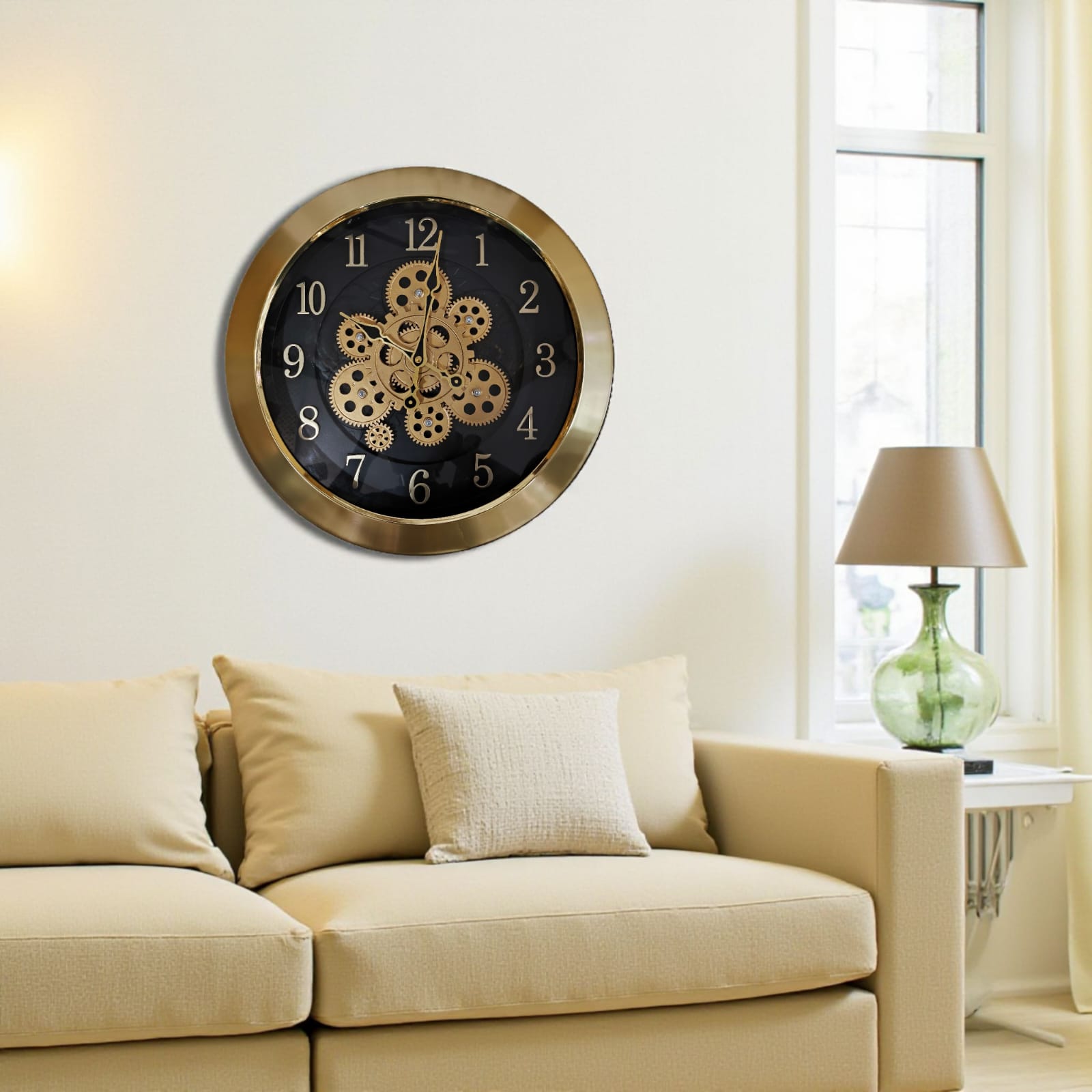 Gilded Gear Clock – Luxury Industrial Wall Clock for Home & Office