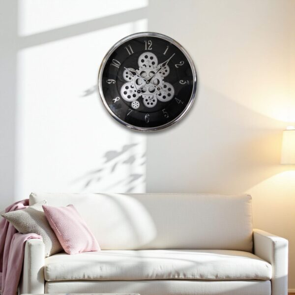 Silver Gear Wall Clock – Industrial Chic Clock with Modern Design
