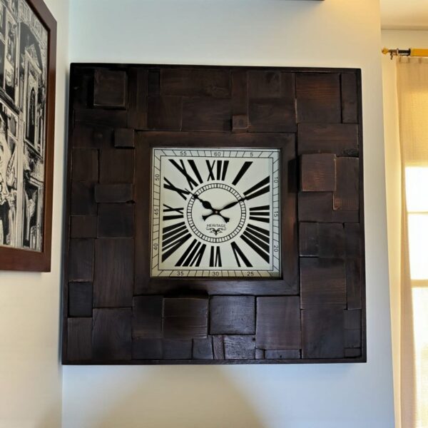 Dark Wood Square Clock