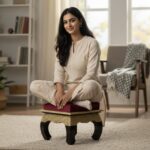 Wooden Cushion Stool with Brass Sheet