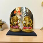 Lakshmi Ganesh Idol Set with Mirror Backdrop