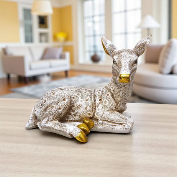 White & Gold Deer Showpiece