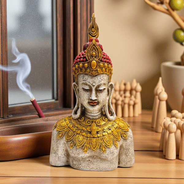 Regal Golden Buddha Head Statue