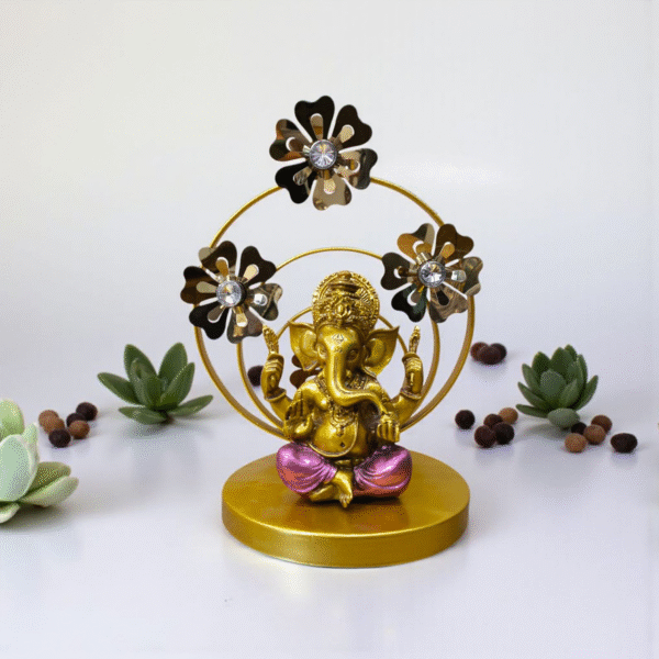 Ganesha with Floral Metal Art