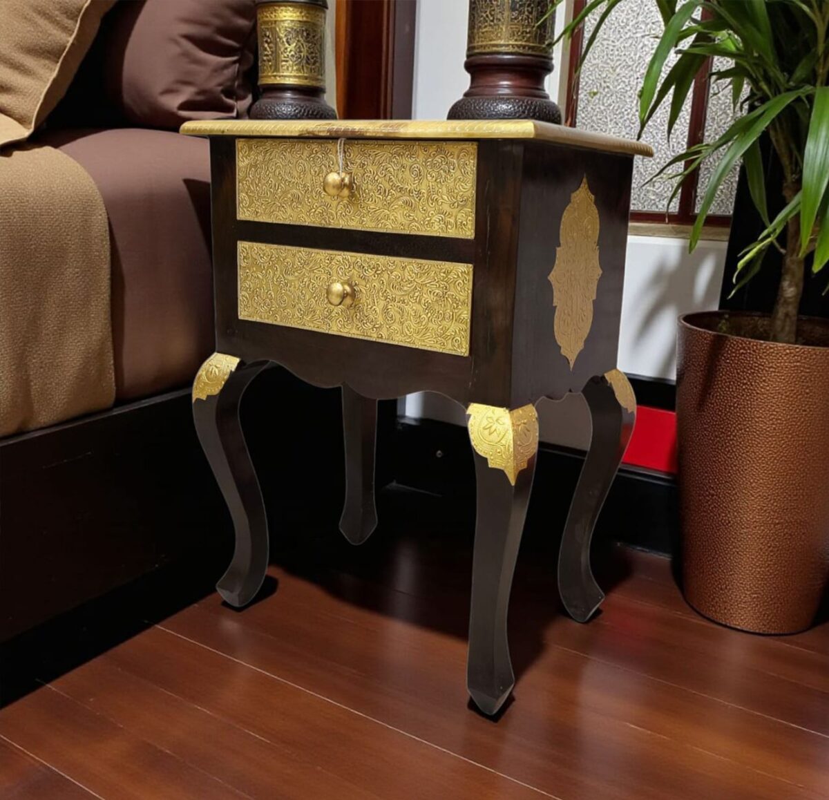 Royal Gold Drawer Table - gharsutra.com