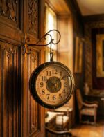 Vintage Brass Hanging Double-Sided Wall Clock