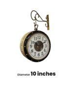Vintage Brass Hanging Double-Sided Wall Clock - Image 2