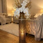 Antique Brass Cylindrical Jaali Design Display