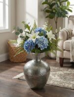 Hammered Metal Floor Vase