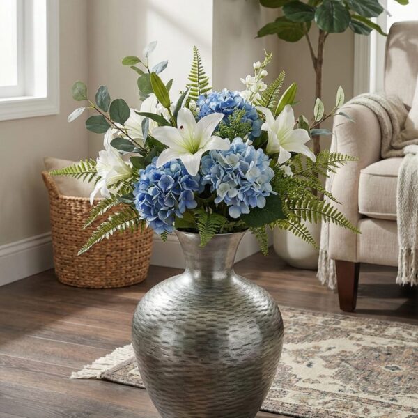 Hammered Metal Floor Vase