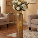 Luxury Handcrafted Gold Finish Floor Vase Lantern