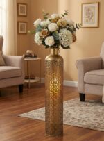 Luxury Handcrafted Gold Finish Floor Vase Lantern