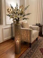Handcrafted Royal Gold Finish Floor Vase Lantern