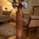 Handcrafted Antique Copper Finish Floor Vase Lantern