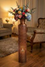 Handcrafted Antique Copper Finish Floor Vase Lantern
