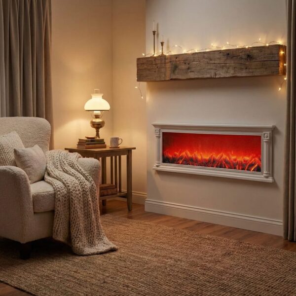 Classic Electric Wall Fireplace (White Finish)