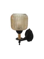 Ornate Black & Wood Single Light Fixture - Image 2