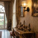 Ornate Black & Wood Single Light Fixture