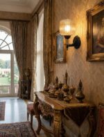 Ornate Black & Wood Single Light Fixture