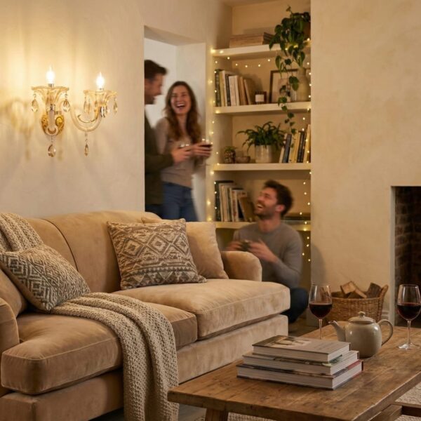 Antique Brass Ornate 2-Light Wall Fixture