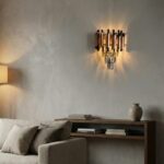Modern Sculptural Copper and Crystal Sconce