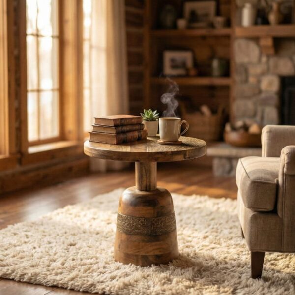 Handcrafted Wooden Accent Side Table