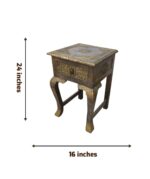 Rustic Wooden Pedestal Side Table - Image 4