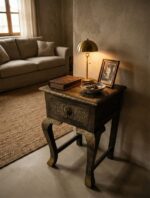 Rustic Wooden Pedestal Side Table