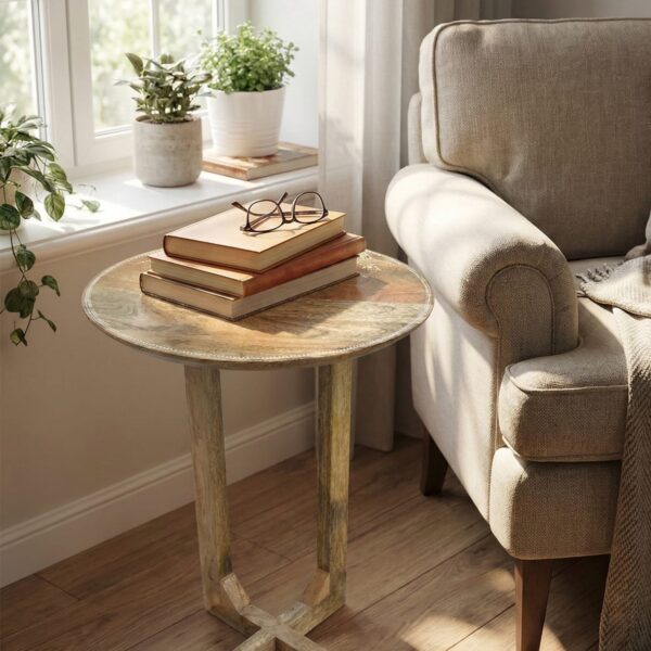 The Boho-Chic Engraved Wooden Side Table