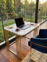 The Ultra-Modern Gold C-Base Desk/Console