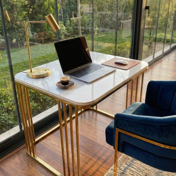 The Ultra-Modern Gold C-Base Desk/Console