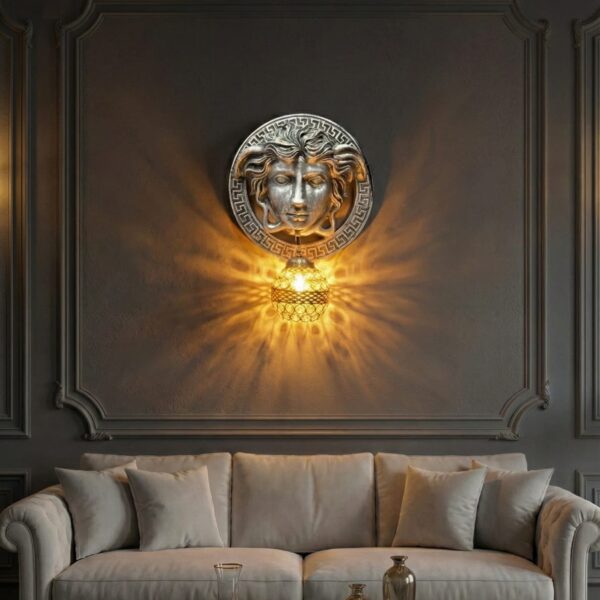 Silver Medusa Head Sconce