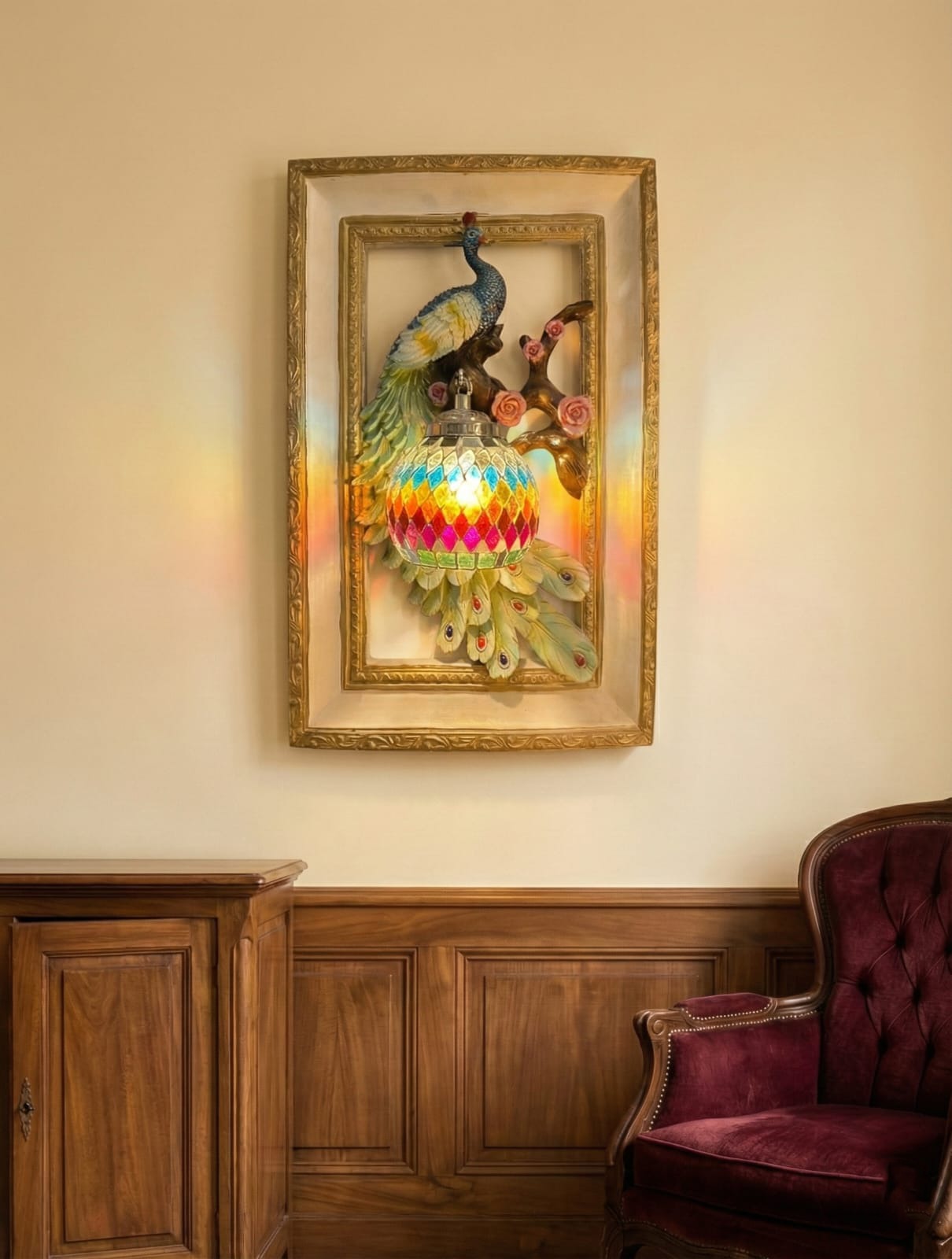 WhatsApp Image 2025-12-03 at 12.05.30_310b68be Rainbow Peacock Frame Lamp - Image 1
