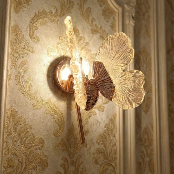 Luxury Rose Gold Butterfly Wall Sconce