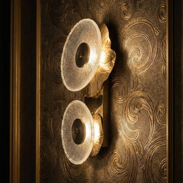 Double Textured Glass Leaf Wall Light