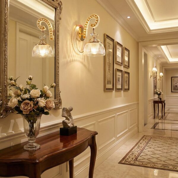 Luxury Crystal Accented Sconce