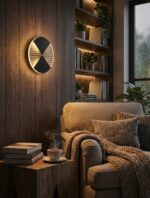 Contemporary Gold Flake Circle LED Sconce