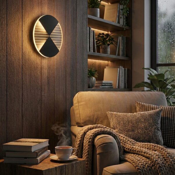 Contemporary Gold Flake Circle LED Sconce