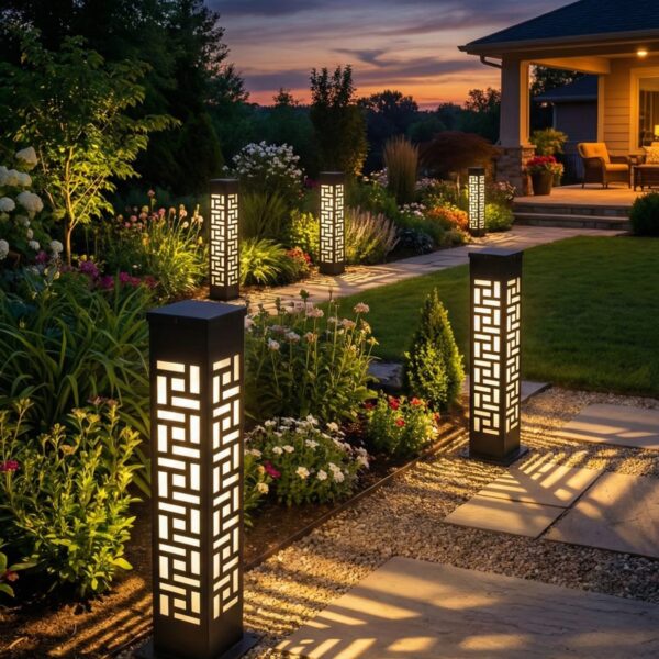 Modern Geometric Outdoor Bollard Light