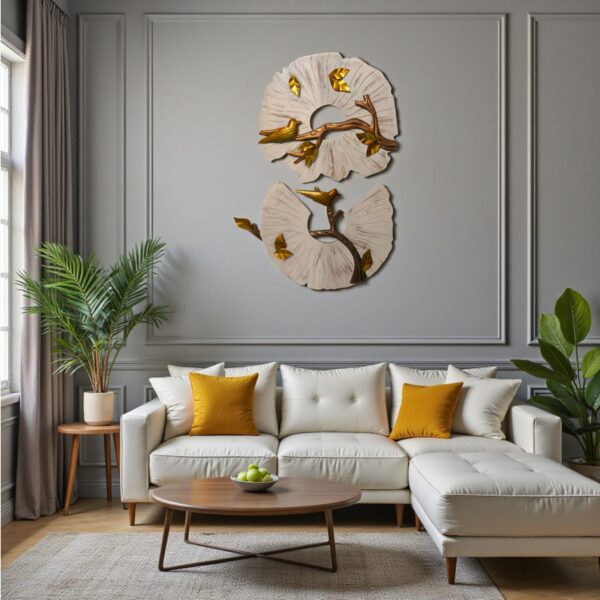 Serene Aviary: Two-Piece Sculptural Branch and Bird Wall Art Set