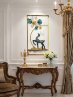 Majestic Stag & Ginkgo Leaf 3D Modern Metal Wall Frame