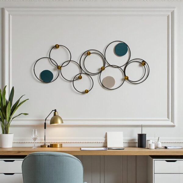 Modern Celestial Interlock Geometric Circular Metal Wall Art
