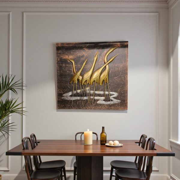 Golden Herons Metal Wall Panel