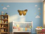 Modern Striped Butterfly Metal Wall Hanging