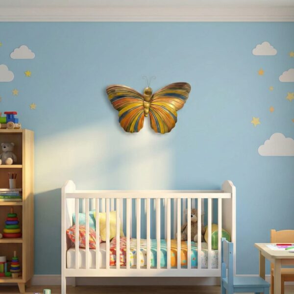Modern Striped Butterfly Metal Wall Hanging