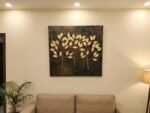 Golden Grove: Handcrafted 3D Metal Tree Canvas Wall Art