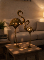 Elegant Golden Flamingo Metal Tea Light Holders