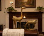 Majestic Golden Reindeer Metal Candle Holders